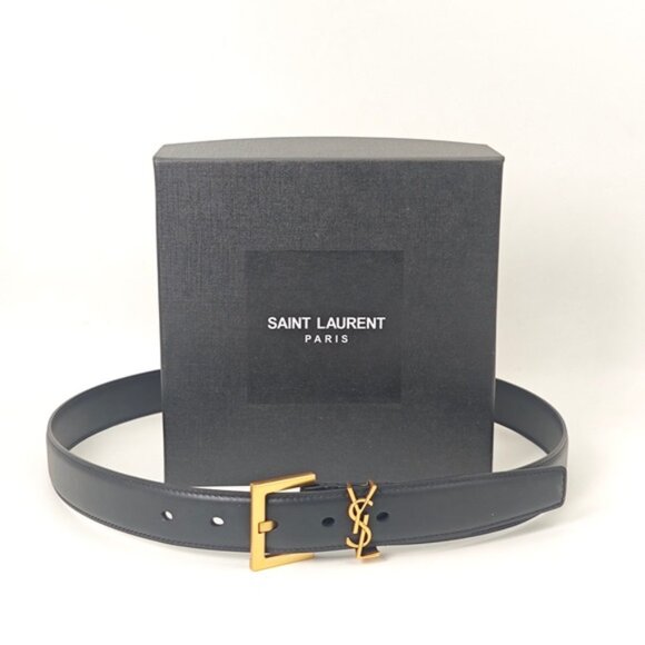 Yves Saint Laurent Dark Blue Belt with Gold Accent - Picture 8 of 8